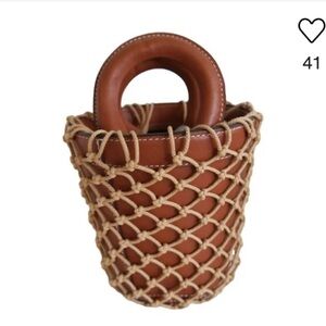 STAUD Brown/Tan Bucket Bag with Woven Design
